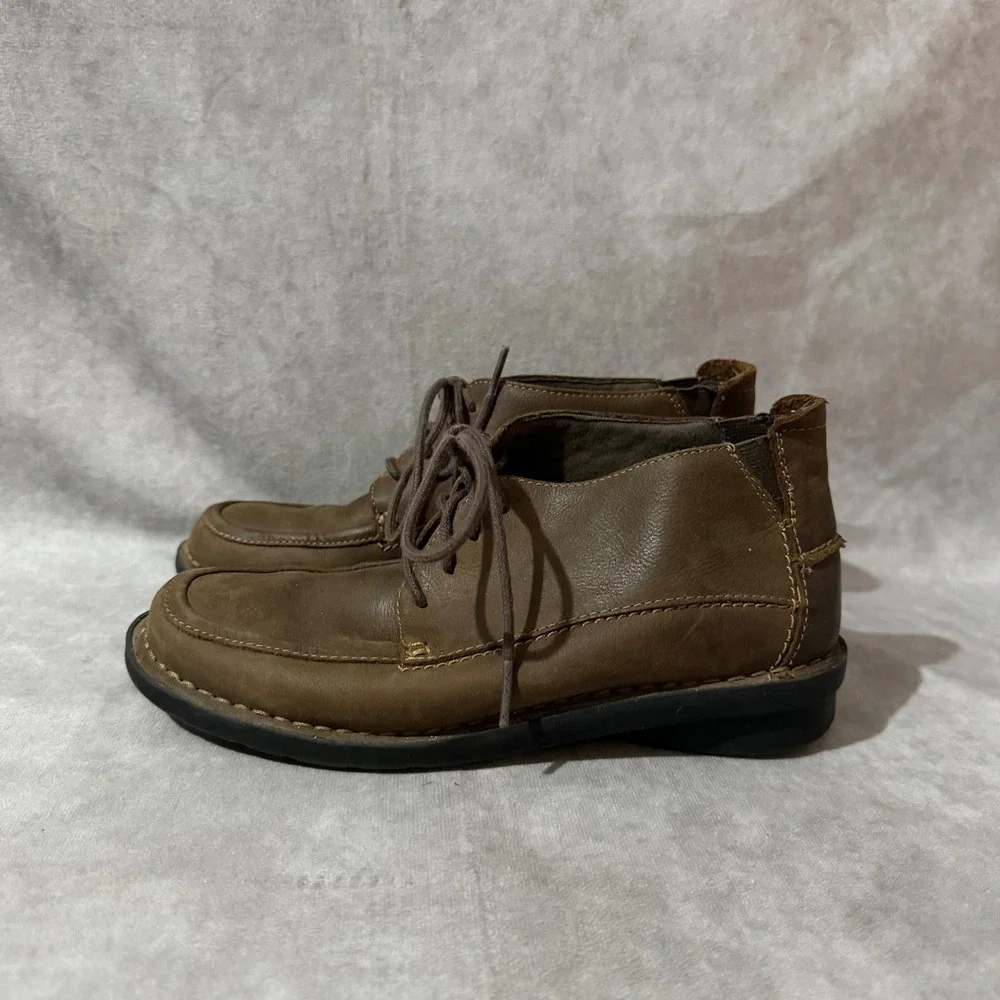 Clarks Chukka Boots Womens 6W Brown Good Leather Moc Toe Lace Up 260630044060